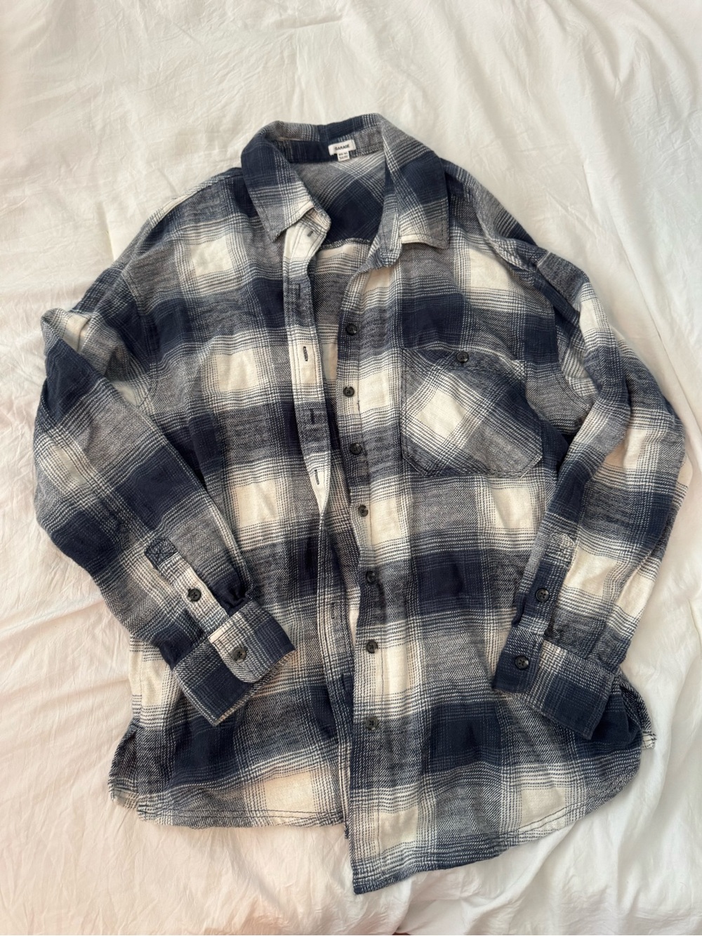 Garage Women's Plaid Button-Down Shirt - Navy & White